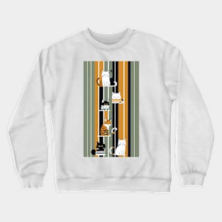 Abstract Striped Whiskers: A Contemporary Feline Fusion Crewneck Sweatshirt